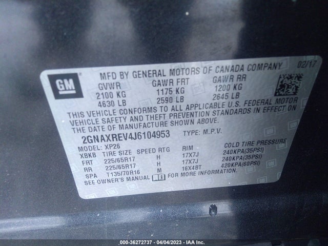 Chevrolet EQUINOX LS 2018 2GNAXREV4J6104953 Image 10