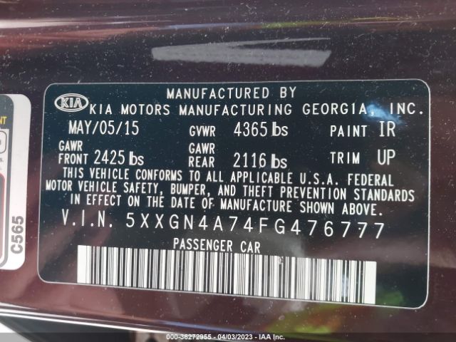 5XXGN4A74FG476777 KIA OPTIMA EX