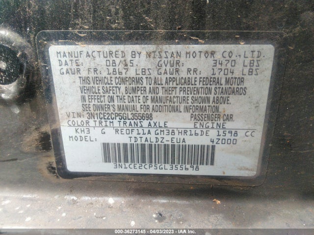 Nissan Versa Note Sv 2016 3N1CE2CP5GL355698 Image 10