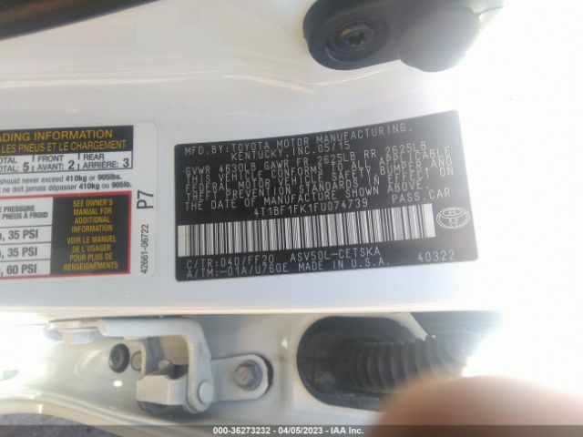 Toyota Camry Xle/se/le/xse 2015 4T1BF1FK1FU074739 Image 10