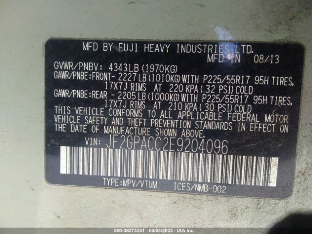 JF2GPACC2E9204096 Subaru Xv Crosstrek Premium