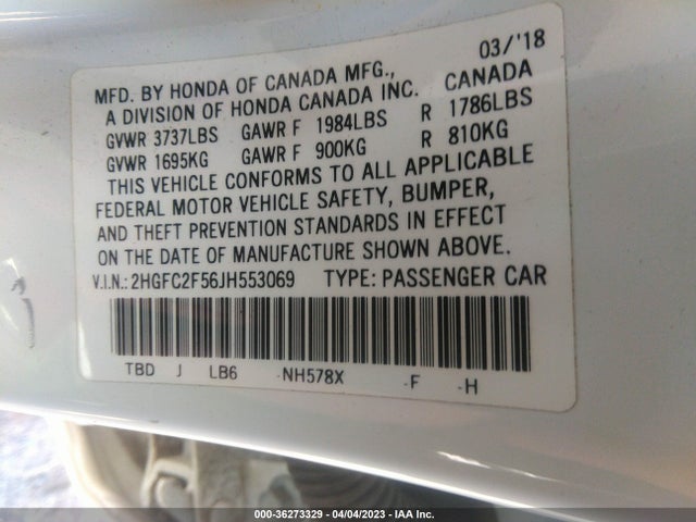 Honda Civic 2018 2HGFC2F56JH553069 Image 22