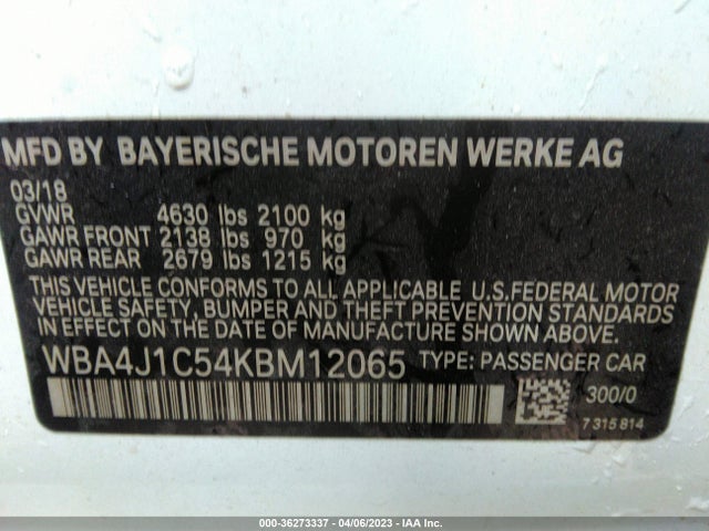 BMW 4 Series 430i 2019 WBA4J1C54KBM12065 Image 9