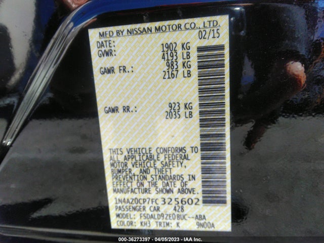 Nissan LEAF SV 2015 1N4AZ0CP7FC325602 Image 9