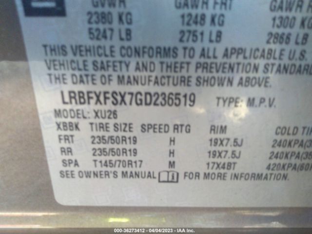 LRBFXFSX7GD236519 Buick Envision Premium Ii