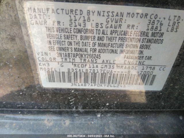 3N1AB7AP0KY266245 Nissan SENTRA S