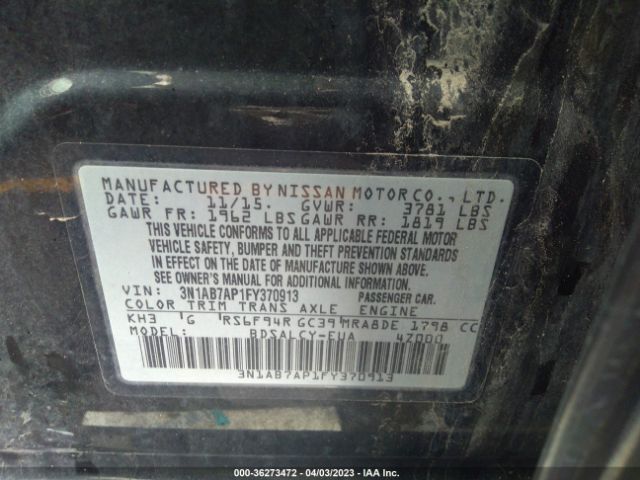 3N1AB7AP1FY370913 Nissan SENTRA S