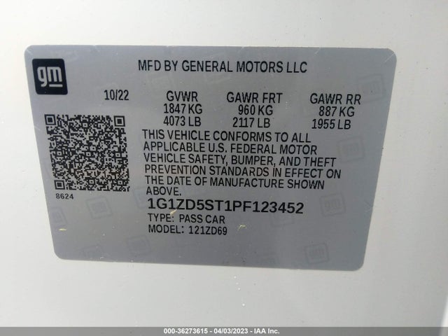 Chevrolet MALIBU LT 2023 1G1ZD5ST1PF123452 Image 9