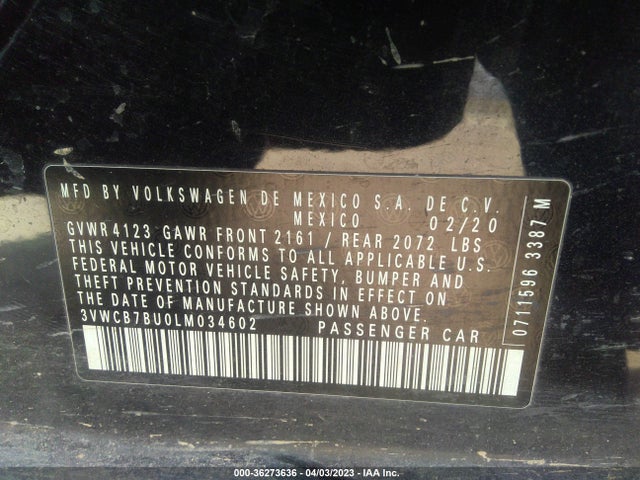 3VWCB7BU0LM034602 Volkswagen Jetta S/se/r-line