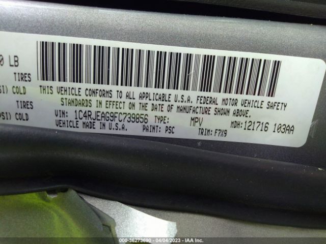 1C4RJEAG9FC739856 Jeep Grand Cherokee Laredo
