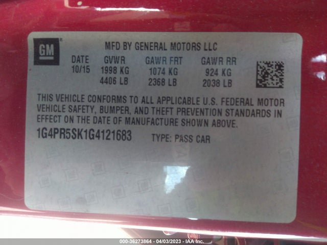 1G4PR5SK1G4121683 Buick Verano Convenience Group