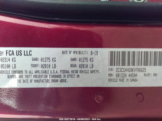 Dodge CHARGER GT 2019 2C3CDXHG9KH706625 Image 9