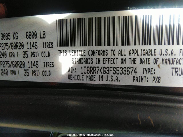 RAM 1500 Express 2015 1C6RR7KG3FS533674 Image 10