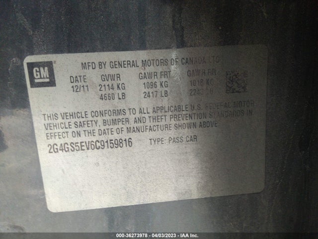 2012 BUICK REGAL TURBO PREMIUM 1 VIN: 2G4GS5EV6C9159816