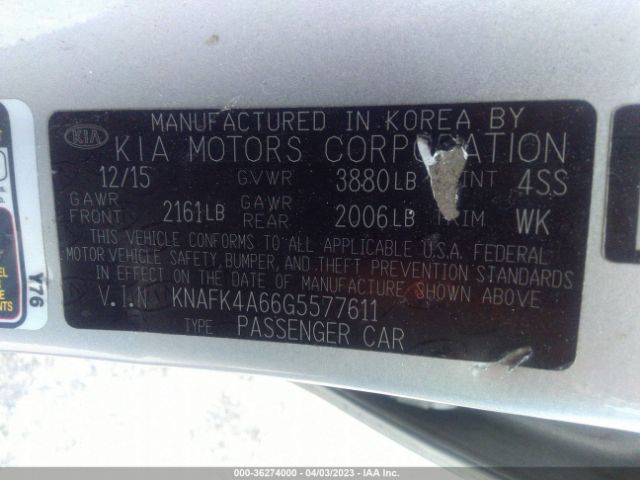 KNAFK4A66G5577611 KIA FORTE LX