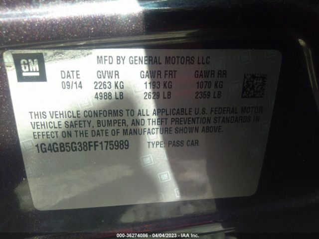 1G4GB5G38FF175989 Buick Lacrosse Leather