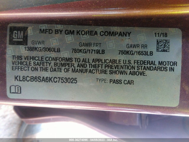 Chevrolet SPARK LS 2019 KL8CB6SA6KC753025 Image 11
