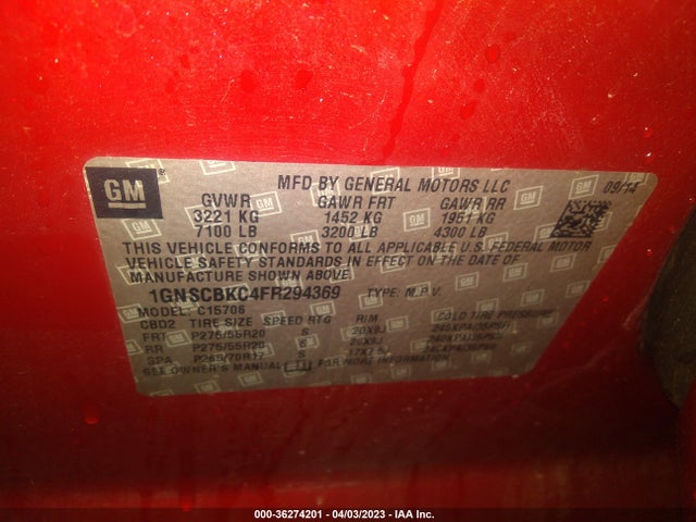 Chevrolet Tahoe Lt 2015 1GNSCBKC4FR294369 Image 10