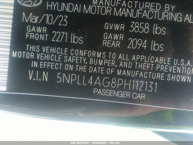 2023 HYUNDAI ELANTRA SE VIN: 5NPLL4AG8PH112131