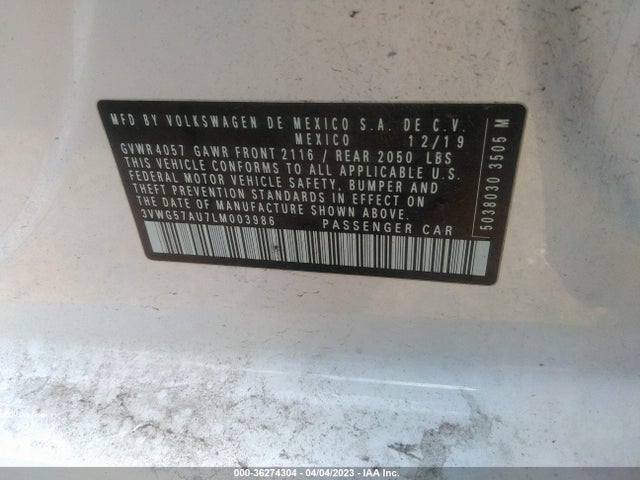 2020 Volkswagen Golf, VIN: 3VWG57AU7LM003986