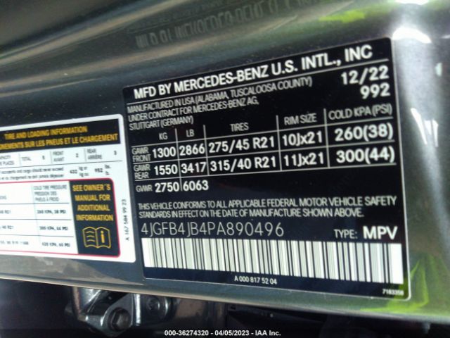 4JGFB4JB4PA890496 Mercedes-Benz Gle Gle 350