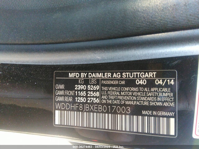 2014 MERCEDES-BENZ E-CLASS E 350 VIN: WDDHF8JBXEB017003