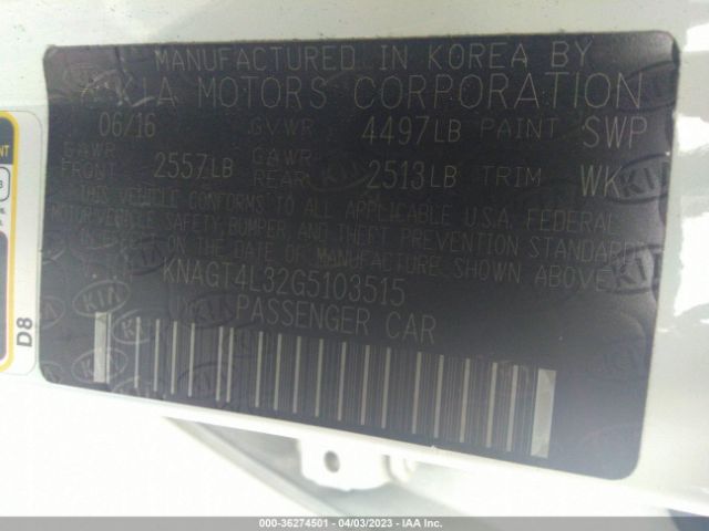 KNAGT4L32G5103515 KIA Optima Lx