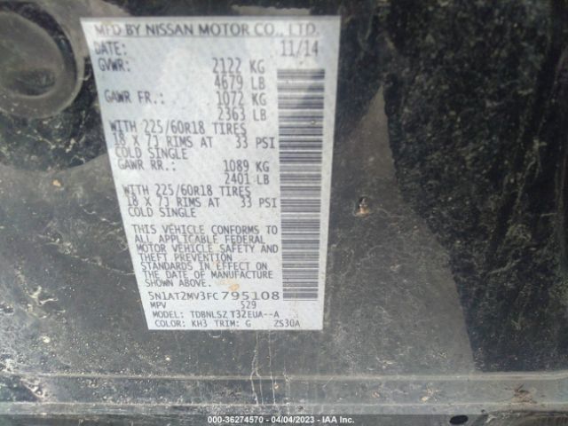 5N1AT2MV3FC795108 Nissan Rogue Sl