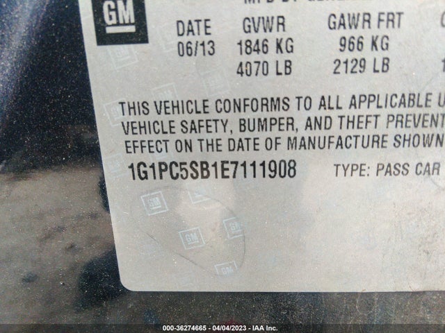 Chevrolet Cruze 1lt 2014 1G1PC5SB1E7111908 Image 9
