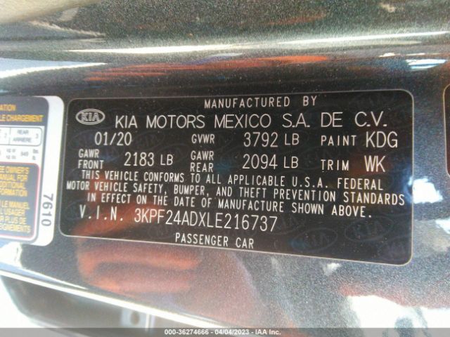 3KPF24ADXLE216737 KIA Forte Lxs