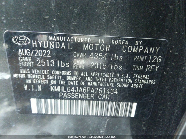 Hyundai SONATA SEL 2023 KMHL64JA6PA261434 Image 9