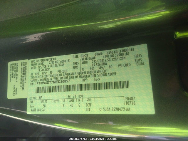 2021 Ford F-450, VIN: 1FT8W4DT7MED20857