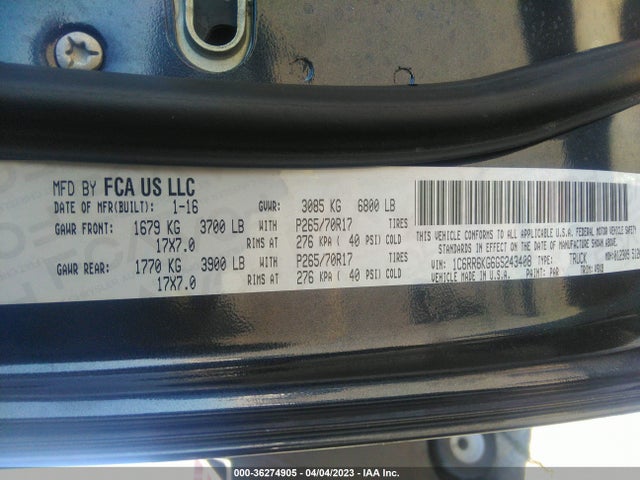 RAM 1500 Tradesman 2016 1C6RR6KG6GS243408 Image 9