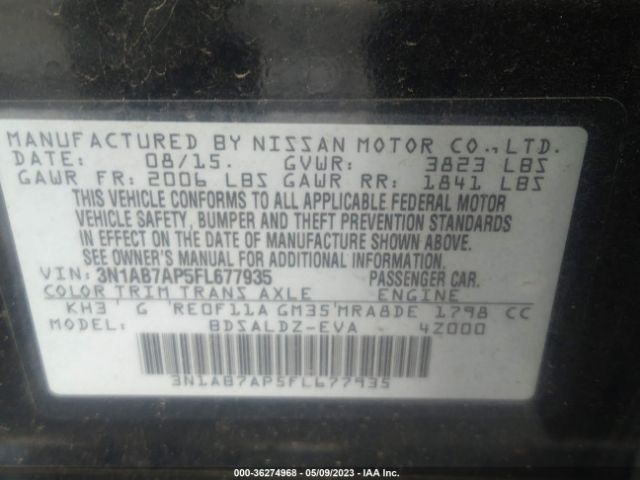 3N1AB7AP5FL677935 Nissan SENTRA SV