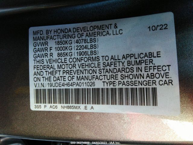 19UDE4H64PA011026 Acura Integra W/a-spec Tech Package