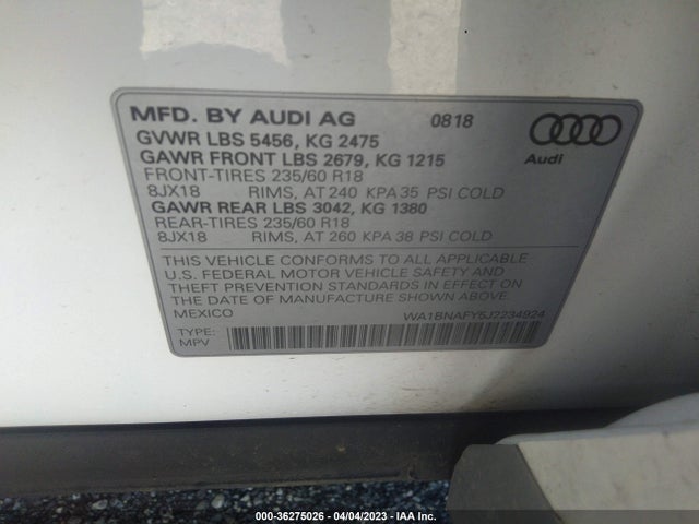 WA1BNAFY5J2234924 Audi Q5 Premium Plus