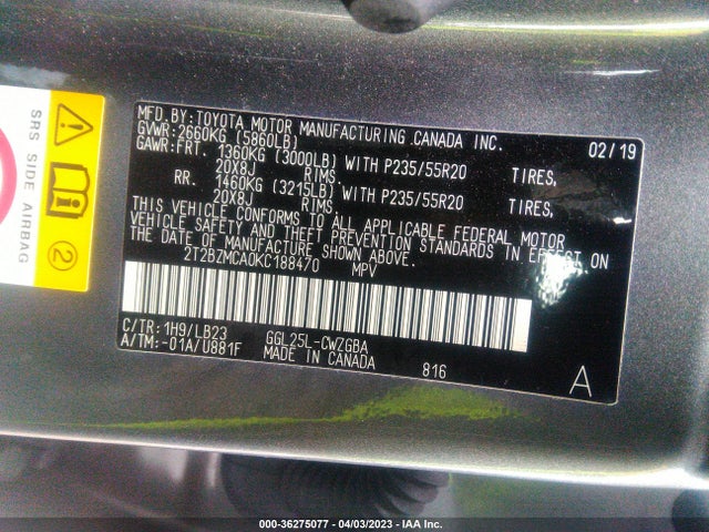 2T2BZMCA0KC188470 Lexus Rx Rx 350