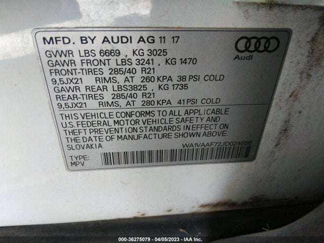 WA1VAAF72JD024656 Audi Q7 Prestige