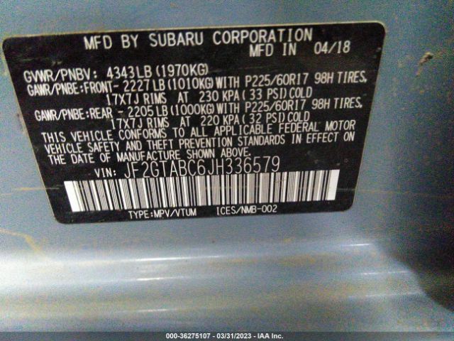 JF2GTABC6JH336579 Subaru Crosstrek Premium