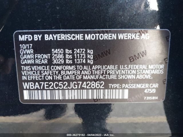 WBA7E2C52JG742862 BMW 7 Series 740i