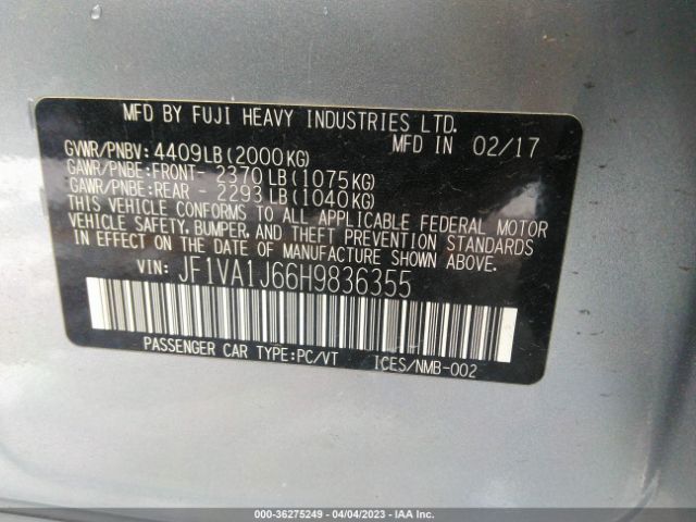 JF1VA1J66H9836355 Subaru Wrx Limited