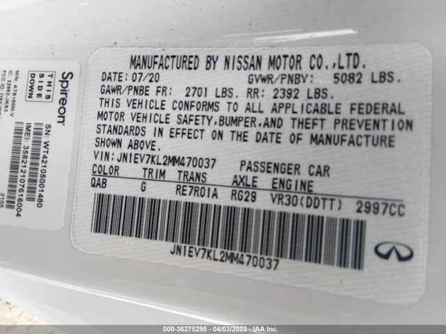 2021 Infiniti Q60, VIN: JN1EV7KL2MM470037