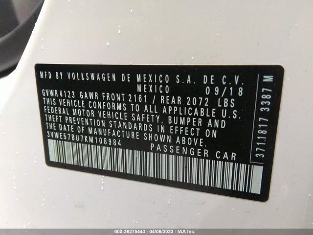 3VWE57BU7KM108984 Volkswagen JETTA SEL