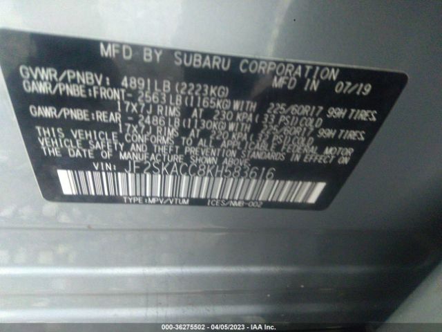 JF2SKACC8KH583616 Subaru FORESTER