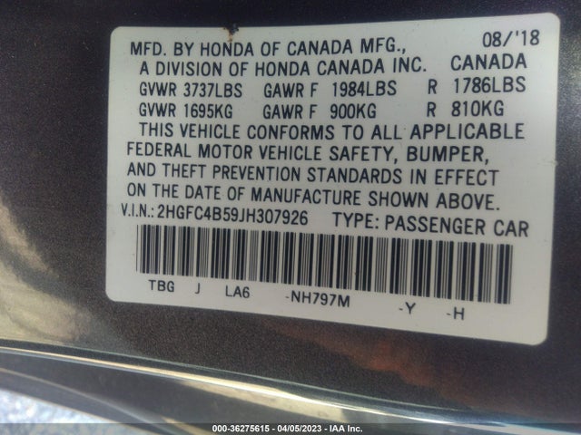 Honda Civic Coupe Lx 2018 2HGFC4B59JH307926 Image 9