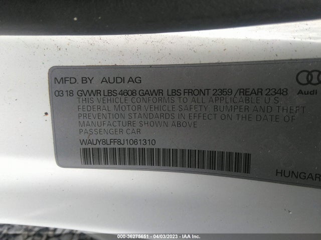 WAUY8LFF8J1061310 Audi A3 Cabriolet Premium Plus