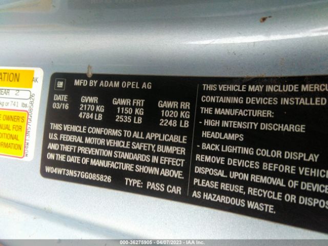 W04WT3N57GG085826 Buick Cascada Premium