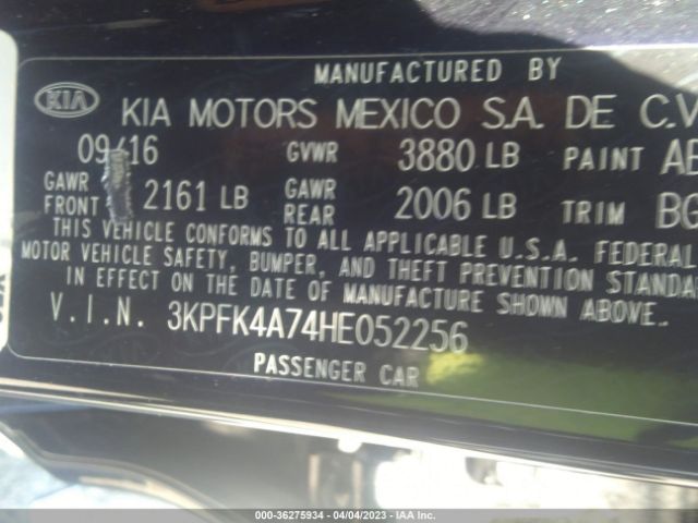 3KPFK4A74HE052256 KIA FORTE LX