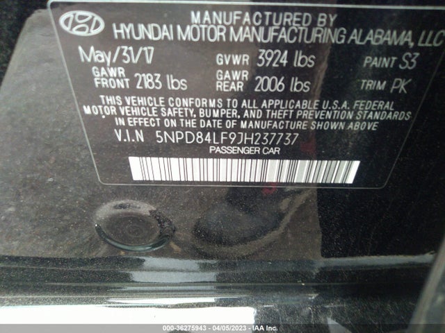 Hyundai ELANTRA SEL 2018 5NPD84LF9JH237737 Image 10