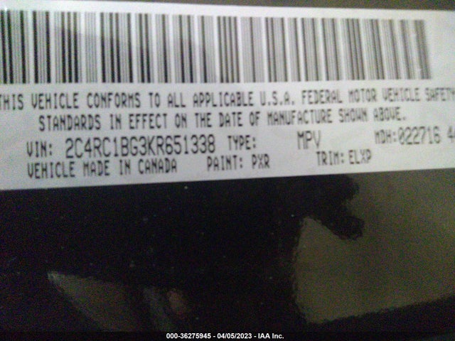 2C4RC1BG3KR651338 Chrysler Pacifica Touring L